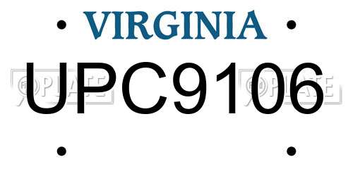 UPC9106 Virginia License Plate
