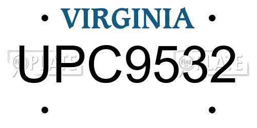 UPC9532 Virginia License Plate