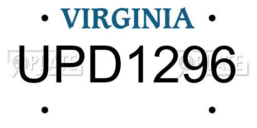 UPD1296 Virginia License Plate