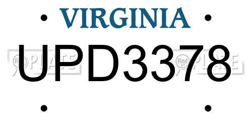 UPD3378 Virginia License Plate