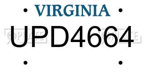 UPD4664 Virginia License Plate