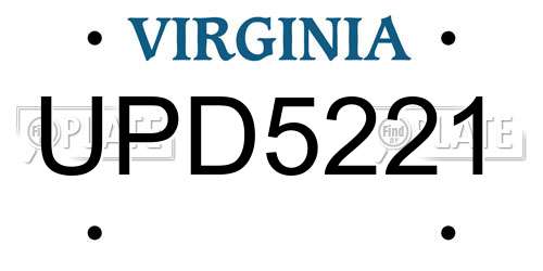 UPD5221 Virginia License Plate