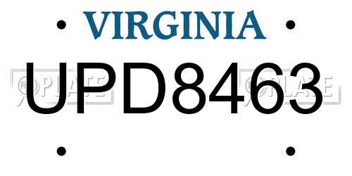 UPD8463 Virginia License Plate