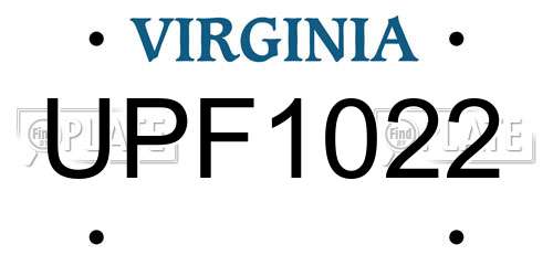 UPF1022 Virginia License Plate