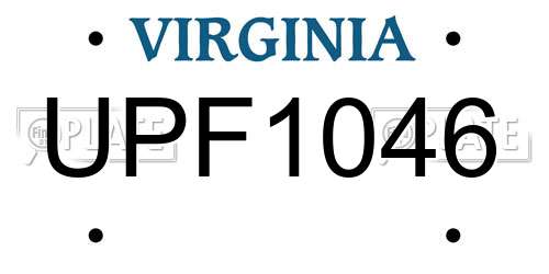UPF1046 Virginia License Plate