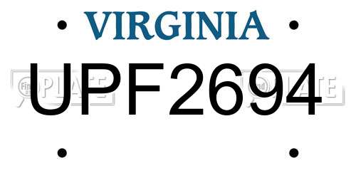 UPF2694 Virginia License Plate