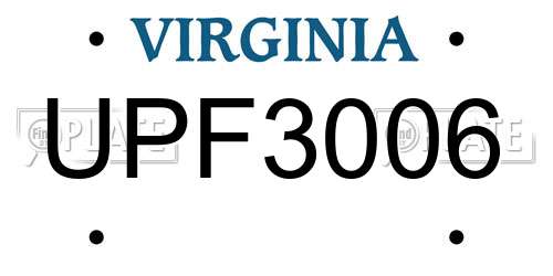 UPF3006 Virginia License Plate