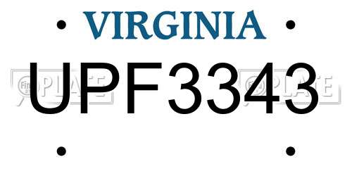 UPF3343 Virginia License Plate