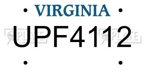 UPF4112 Virginia License Plate