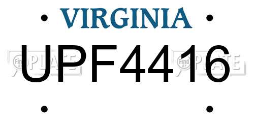UPF4416 Virginia License Plate