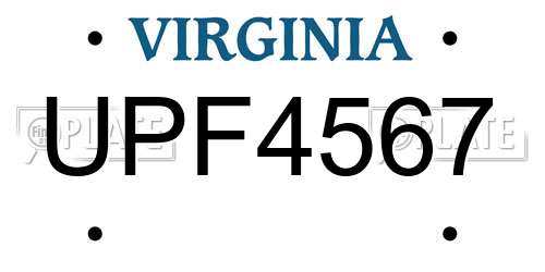 UPF4567 Virginia License Plate