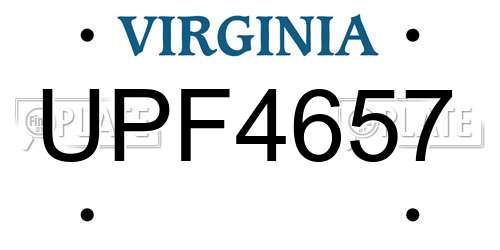 UPF4657 Virginia License Plate