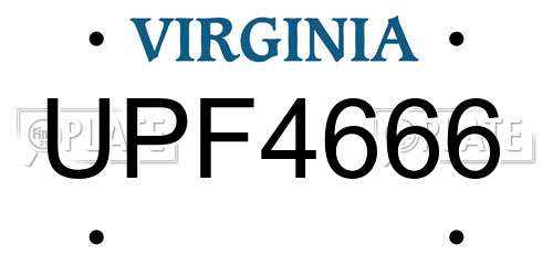 UPF4666 Virginia License Plate
