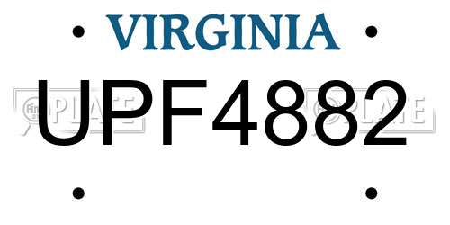 UPF4882 Virginia License Plate