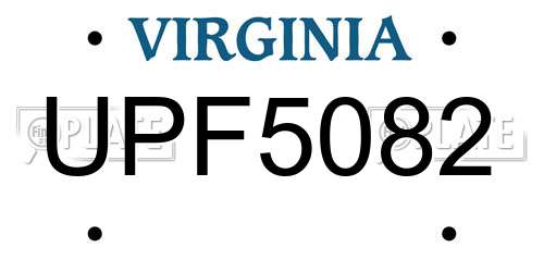 UPF5082 Virginia License Plate