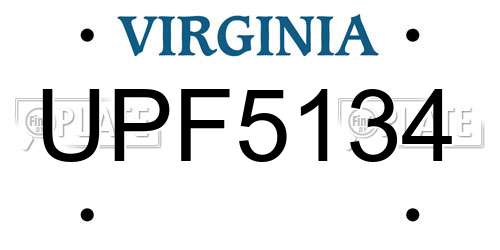 UPF5134 Virginia License Plate