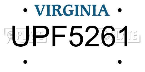 UPF5261 Virginia License Plate