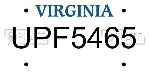 UPF5465 Virginia License Plate