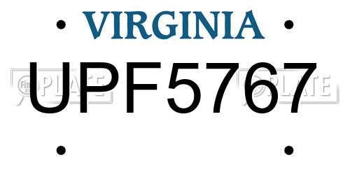 UPF5767 Virginia License Plate