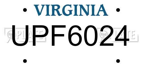 UPF6024 Virginia License Plate