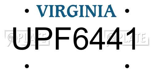 UPF6441 Virginia License Plate