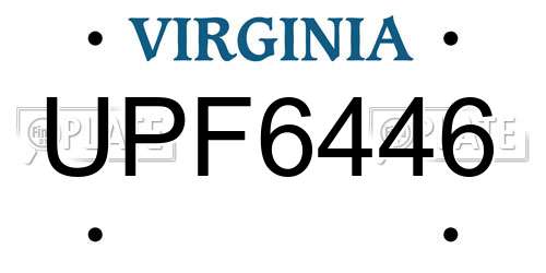 UPF6446 Virginia License Plate