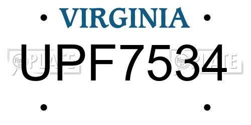 UPF7534 Virginia License Plate