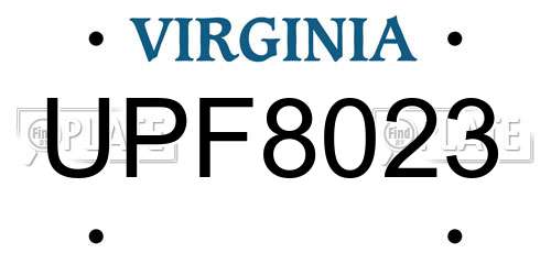 UPF8023 Virginia License Plate