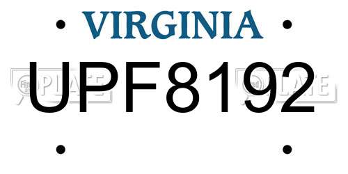 UPF8192 Virginia License Plate