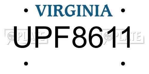 UPF8611 Virginia License Plate