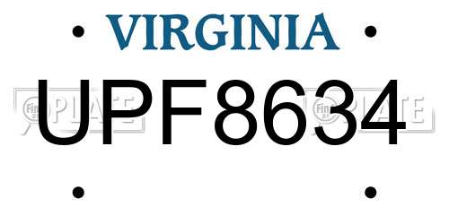 UPF8634 Virginia License Plate