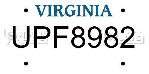 UPF8982 Virginia License Plate