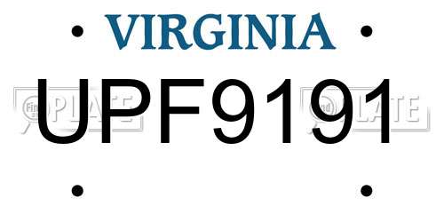 UPF9191 Virginia License Plate