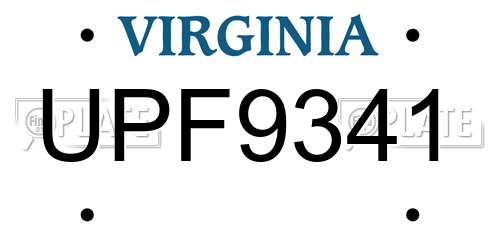 UPF9341 Virginia License Plate