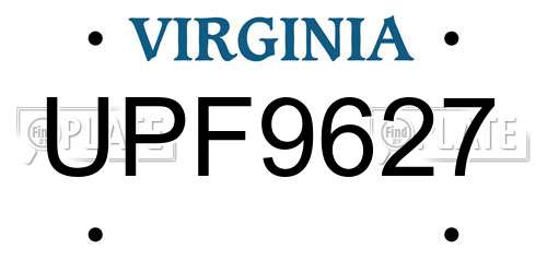 UPF9627 Virginia License Plate