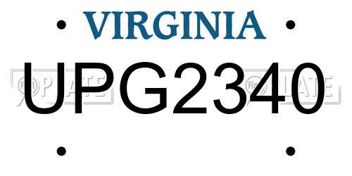 UPG2340 Virginia License Plate