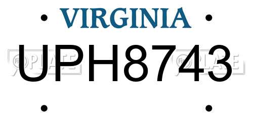 UPH8743 Virginia License Plate