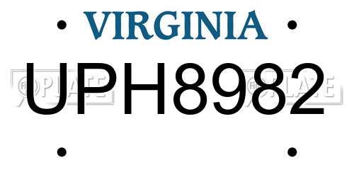 UPH8982 Virginia License Plate