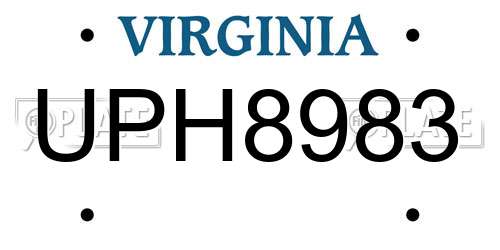 UPH8983 Virginia License Plate