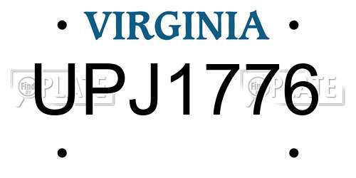 UPJ1776 Virginia License Plate