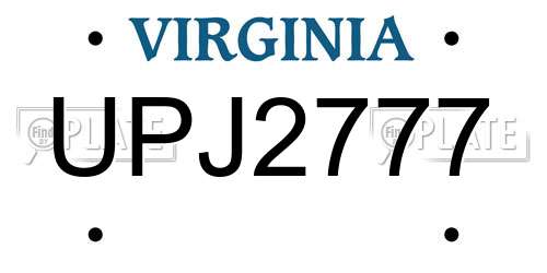 UPJ2777 Virginia License Plate