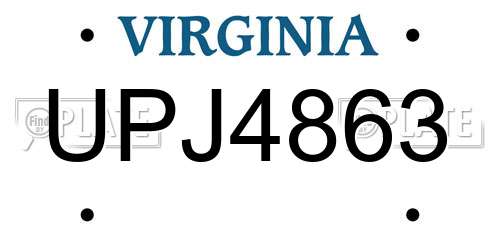 UPJ4863 Virginia License Plate