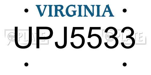 UPJ5533 Virginia License Plate