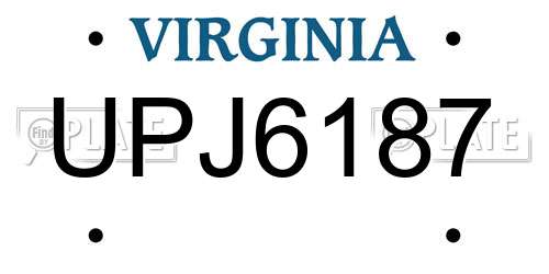 UPJ6187 Virginia License Plate