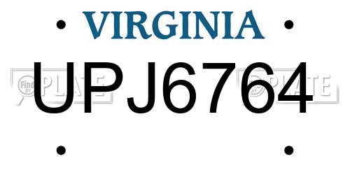 UPJ6764 Virginia License Plate