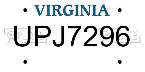 UPJ7296 Virginia License Plate