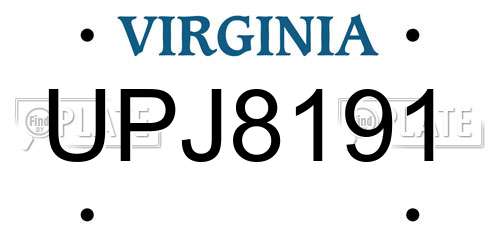 UPJ8191 Virginia License Plate