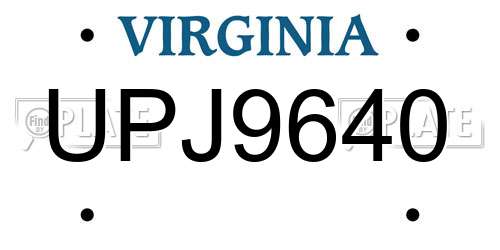 UPJ9640 Virginia License Plate