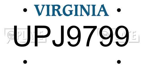 UPJ9799 Virginia License Plate