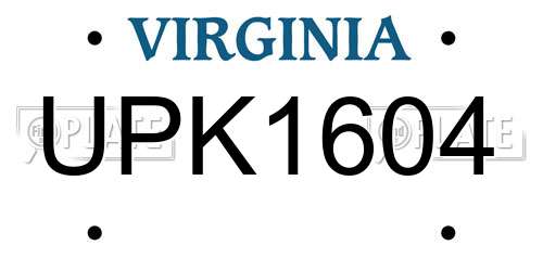 UPK1604 Virginia License Plate